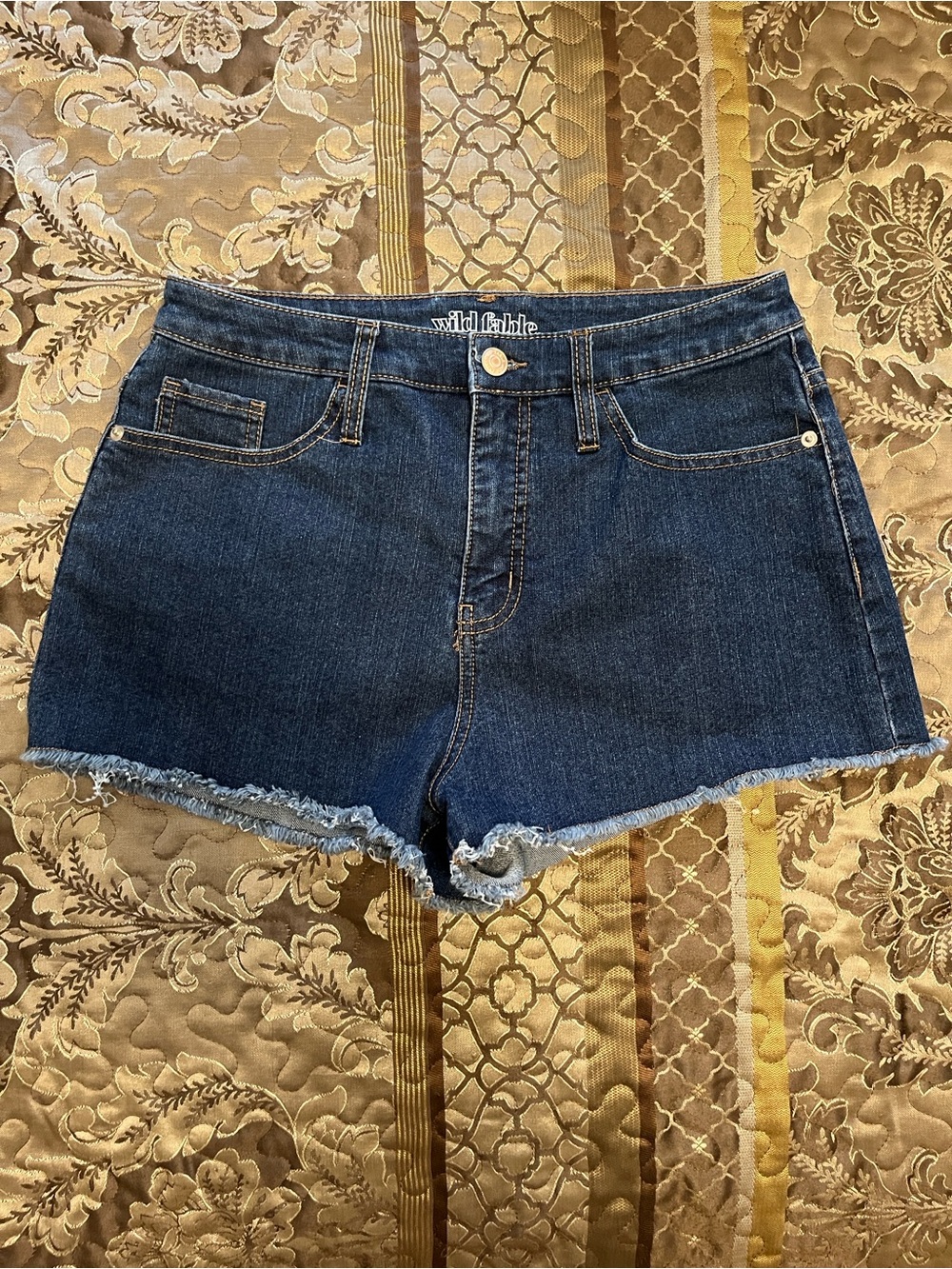 Wild Fable Dark Blue Denim Frayed Hem Women's Shorts